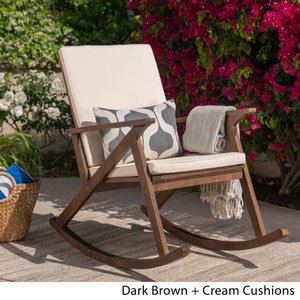 lot 11681 image: Gus Outdoor Wood Rocking Chair by Christopher Knight Home Retail $157.49