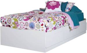 lot 11682 image: South Shore 39-Inch Vito Mates Bed with 3 Drawers, Twin, Pure White