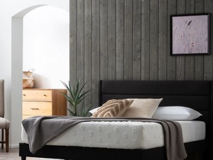 lot 11685 image: Brookside Sara Upholstered Bed with Horizontal Channels Retail $289.99