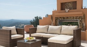 lot 11696 image: Corvus Trey Outdoor 3-piece Wicker Sofa Set