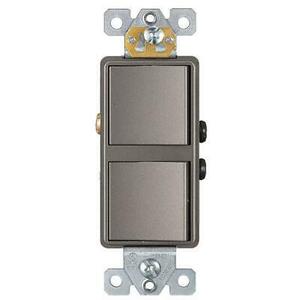 lot 11719 image: Lot of 20 Elite Series - Nickel 15Amp Decorator Dual Rocker Switch - 62834-NK