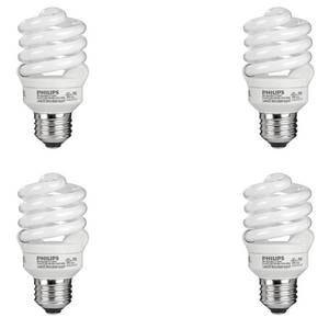 lot 1106 image: Philips 823031 CFL Light Bulb 13W T2 Twister Daylight 6500K, 60 Watt Equivalent 4-Pack