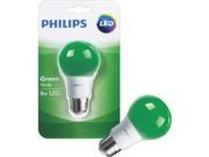 lot 1132 image: Philips LED Light Bulb, A19, Green, 60 WE