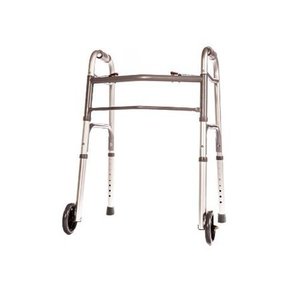 lot 1194 image: Walker Folding Junior Deluxe 2 Button with Front 5 Wheels By Healthline Trading