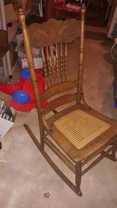 lot 1203 image: Vintahe Press Back Rocking Chair