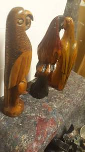 lot 964 image: Trio of Hand Carved Parrots