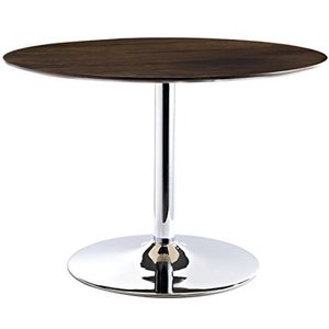 lot 2328 image: Modway Rostrum Modern 44 Round Top Pedestal Kitchen and Dining Room Table in Walnut