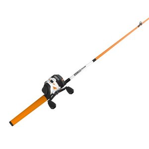 lot 2333 image: Zebco Roam Orange Spincast Reel and 2-Piece Fishing Rod Combo, ComfortGrip Rod Handle, Instant Anti-Reverse Fishing Reel, Size 30, 6