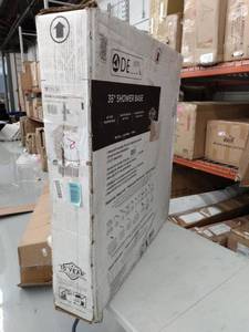 lot 2341 image: Delta Faucet ProCrylic 36 x 36 Center-Drain Shower Base, High-Gloss White