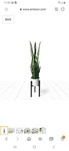 lot 2365 image: Artificial Snake Plant Fake Sansevieria Plants 38 Inch Tall 28 Faux Green Large Leaves with White Pot and Black Stand for Home Indoor Outdoor D�cor Modern House Office Floor Decoration