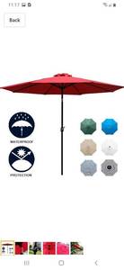 lot 2372 image: Sunnyglade 9 Patio Umbrella Outdoor Table Umbrella with 8 Sturdy Ribs