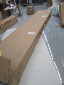lot 2388 image: Abba Patio 8 x 10ft Offset Patio Umbrella Rectangular Cantilever Outdoor Hanging Umbrella with Crank & Easy Tilt & Cross Base for Garden, Deck, Backyard, Pool, Sand (not fully inspected outside of box)