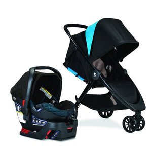 lot 2404 image: Britax B-Lively Travel System with B-Safe Ultra Infant Car Seat, Cool Flow Teal  2 Layer Impact Protection, One Hand Fold, XL Storage, Ventilated Canopy, Easy to Maneuver (not fully inspected)