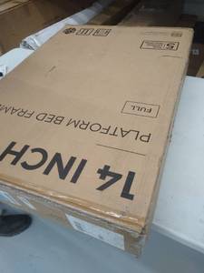 lot 2416 image: Linenspa 14 Inch Folding Metal Platform Bed Frame - 13 Inches of Clearance - Tons of Under Bed Storage - Heavy Duty Construction - 5 Minute Assembly - Full (not fully inspected out of box)