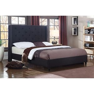 lot 2433 image: Home Life furBed00007_Cloth_Black_King Life Home Premiere Classics Cloth Black Linen 51 Tall Headboard Platform