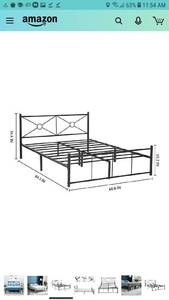 lot 2438 image: Alecono Bed Frame Queen Size, Reinforced Metal Platform Bed with headboard Upgrade Heavy Duty Queen Size Bed Max Loading 500lbs,Black