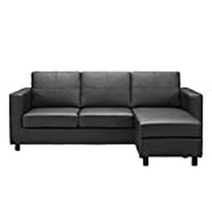 lot 2467 image: Modern Bonded Leather Sectional Sofa - Small Space Configurable Couch - Black