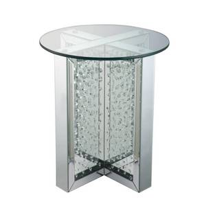 lot 2477 image: ACME Furniture End Table, Mirrored and Faux Crystals