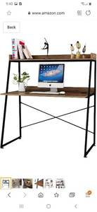 lot 2481 image: DESIGNA Computer Desk with Bookshelf, Study Writing PC Laptop Table Workstation, 48 Inches Space Saving Office Home Desk Multi-Functional, Modern Industrial Style,Archaize Brown