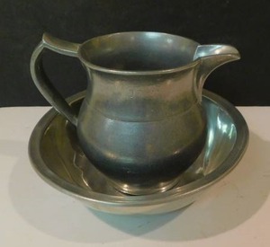 lot 8118 image: Pewter Pitcher & Bowl
