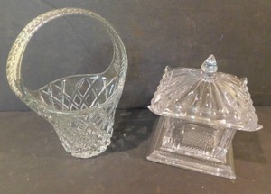 lot 8029 image: Crystal Brides Basket & Pagoda