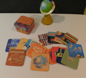 lot 8033 image: Fossil Globe & Table Coasters