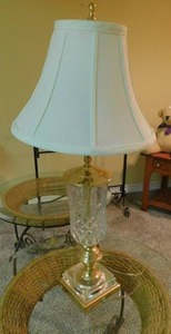 lot 8055 image: Brass & Crystal Lamp