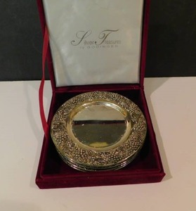 lot 8138 image: Box of Four Silver Plated Coasters