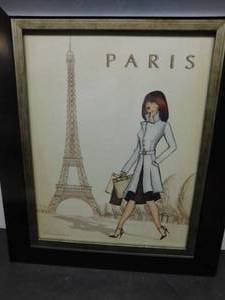 lot 9931 image: Framed Picture of Lady in Paris