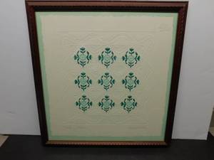 lot 9932 image: Framed Embossed Quilt