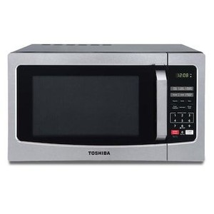 lot 75380 image: Toshiba EM131A5C-SS Microwave Oven with Smart Sensor, Easy Clean Interior, ECO Mode and Sound OnOff, 1.2 Cu.ft, Stainless Steel