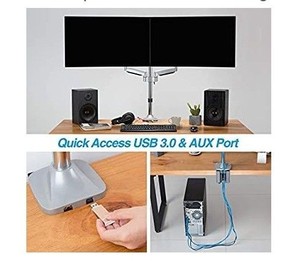lot 75381 image: AVLT Dual 32 Monitor Long Pole Desk Stand