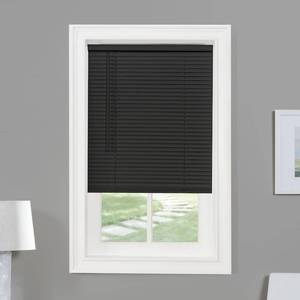 lot 75383 image: Achim Home Furnishings Cordless GII Morningstar 1 Light Filtering Mini Blind, Length 64inch Drop X Width 30inch, Black
