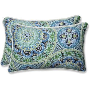 lot 75392 image: Pillow Perfect OutdoorIndoor Delancey Lagoon Lumbar Pillows, 11.5 x 18.5, Blue, 2 Pack