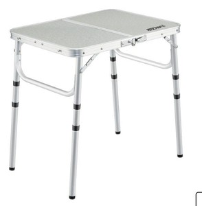 lot 75418 image: REDCAMP Small Square Folding Table 2 Foot, Adjustable Height Lightweight Portable Aluminum Camping Table for Picnic Beach Outdoor Indoor, White 24 x 24 inch