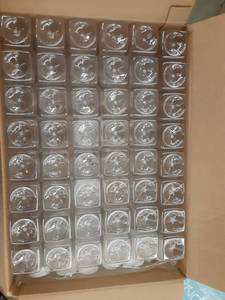 lot 75428 image: 12 OZ Empty PET Plastic Juice Bottles - Pack of 48 Reusable Clear Disposable Milk Bulk Containers with White Tamper Evident Caps Lids (White, 12 OZ)