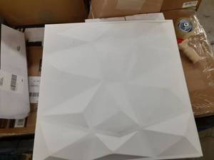 lot 75439 image: Art3d Textures 3D Wall Panels White Diamond Design Pack of 12 Tiles 32 Sq Ft (PVC)