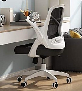 lot 75453 image: Hbada Office Task Desk Chair Swivel Home Comfort Chairs with Flip-up Arms and Adjustable Height, White