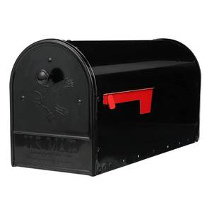 lot 75490 image: Gibraltar Outback Galvanized Steel Post Mounted Black Double Door Mailbox 10.6 in. H x 8.5 in. W x 23.7 in. L