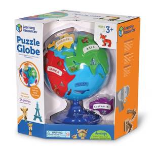 lot 75492 image: Learning Resources Puzzle Globe, 3D Geography Puzzle, Fine Motor, 14 Pieces, Ages 3