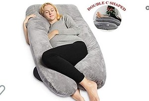 lot 76560 image: QUEEN ROSE Pregnancy Body Pillow, U-Shaped Maternity Pillow for Pregnant Women with Velvet Cover,Great for Anyone, Dark Gray