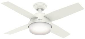 lot 76622 image: Hunter 44 Dempsey Fresh White Ceiling Fan with Light Kit and Remote