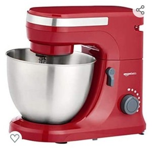 lot 76632 image: AmazonBasics Multi-Speed Stand Mixer with Attachments, Red