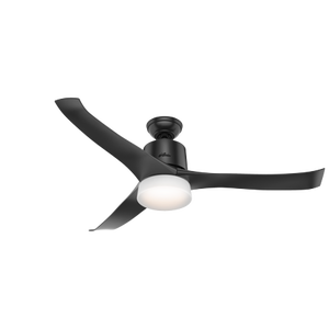 lot 76636 image: Hunter Wifi 54 Symphony Matte Black Ceiling Fan with Light Kit and Remote