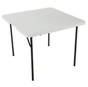 lot 76639 image: Lifetime 280228 37-Inch Square Fold-In-Half Table, White Granite Top with Gray Frame