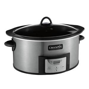 lot 76645 image: Crock-Pot SCCPVI600-S 6-Quart Countdown Programmable Oval Slow Cooker with Stove-Top Browning, Stainless Finish