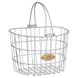 lot 76647 image: Nantucket Bicycle Basket Co. Surfside Adult Wire D-Shape Basket, White