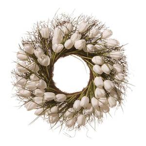 lot 76653 image: National Tree 24 Inch Branch Wreath with White Tulips (RAS-HY55724W-W1)