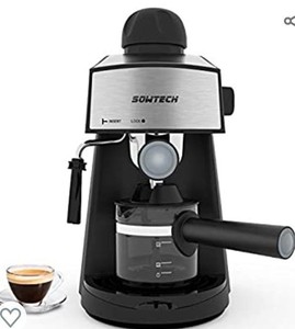 lot 76662 image: Espresso Machine 3.5 Bar 4 Cup Espresso Maker Cappuccino Machine with Steam Milk Frother and Carafe