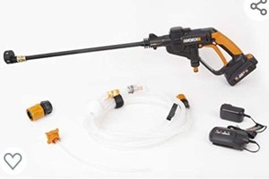 lot 76667 image: WORX WG625 20V Hydroshot Cordless Portable Power Cleaner, Black and Orange